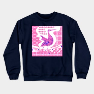 pink agami heron garza in ecopop talavera azulejo pattern in pop wallpaper Crewneck Sweatshirt